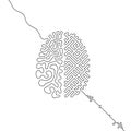 Human brain vs artificial intelligence continuous line drawing concept Royalty Free Stock Photo