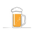 Single Line Art of Refreshing Mug of Beer with Foam and Bubbles on a Minimalist Scene Royalty Free Stock Photo