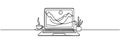 Single line continuous drawing of laptop computer laptop isolated on white background. Vector illustration Royalty Free Stock Photo