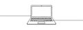 Single line continuous drawing of laptop computer laptop isolated on white background. Vector illustration Royalty Free Stock Photo