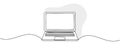 Single line continuous drawing of laptop computer laptop isolated on white background. Vector illustration Royalty Free Stock Photo