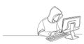 single line drawing of computer hacker stereotype Royalty Free Stock Photo