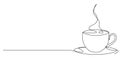 single line drawing of cup with steaming hot coffee or tea Royalty Free Stock Photo