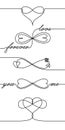 Single line drawing endless love icons, one line Valentines day holiday infinite love symbol