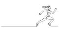 single line drawing of female sprinter Royalty Free Stock Photo