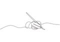 Single line drawing of hand golding art painting brush to make an artwork. Concept of artist painter minimalism design vector Royalty Free Stock Photo