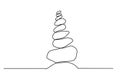 Single line drawing of isolated vector object - rock balancing. One line drawing of a pile of flat stones Zen rock