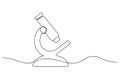 Single line drawing of a microscope science laboratory Royalty Free Stock Photo