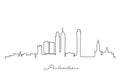 Single line drawing of Philadelphia USA skyline. Town and buildings landscape model