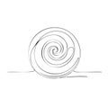 Single line drawing of a snail with a spiraling shell on a horizontal line Royalty Free Stock Photo