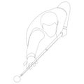 Single line drawing of young man playing pool billiards at billiard room. Indoor sport recreational game concept. Modern Royalty Free Stock Photo