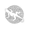 Single line editable vector illustration of lizards quadrupedal Royalty Free Stock Photo