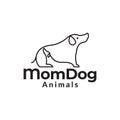 Single line mother dog and puppies logo design vector graphic symbol icon sign illustration creative idea Royalty Free Stock Photo