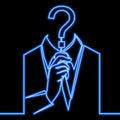 Single line person anonymous neon vector concept Royalty Free Stock Photo