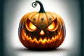 A single lit spooky halloween pumpkins, digital illustration painting artwork