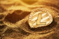 Single litecoin in sand