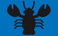 A single lobster bold all black silhouette against a deep blue backdrop Royalty Free Stock Photo