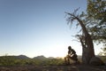 A single Lone Stone man of the Kaokoland. Contemplating what existence is. Marble. Kaokoland. Kunene Region, Namibia.