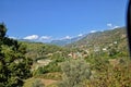 Single lonely white houses by the Turkish highs in the mountains