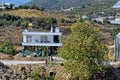 Single lonely white houses by the Turkish highs in the mountains