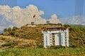 Single lonely white houses by the Turkish highs in the mountains