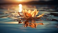 A single lotus flower reflects beauty in nature pond generated by AI