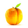 Low poly apricot with stem and leaf Royalty Free Stock Photo