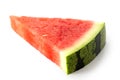 Single lying triangle of seedless watermelon isolated on white.