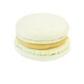 Single Macaroon Cookie. Detailed Close Up Studio Shoo Isolated on White Background