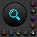 Single magnifier dark push buttons with color icons