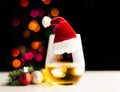 Single malt whisky in tasting glass on christmas background, co Royalty Free Stock Photo