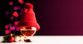 Single malt  whisky in tasting glass on christmas background, colorful bokeh Royalty Free Stock Photo