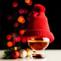 Single malt whisky in tasting glass on christmas background, co Royalty Free Stock Photo