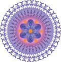 Single Mandala - Abstract Foliage Stars Purple Orange Colors