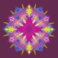 Single Mandala - Abstract Foliage Stars Rainbow Colors