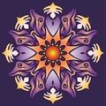 Single Mandala - Abstract Geometry Shapes Violet Orange Colors