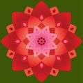 Single Mandala - Lotus Shape Red and Pink Colors