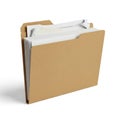 A single manila file folder filled with documents isolated on white background Royalty Free Stock Photo