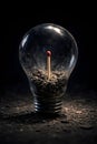 Single Matchstick Symbolizing Hidden Potential And Hope Inside An Ash Filled Light Bulb Royalty Free Stock Photo