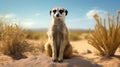 Single Meerkat Sitting. Meerkat (Surikate). generative ai Royalty Free Stock Photo