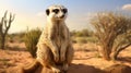 Single Meerkat Sitting. Meerkat (Surikate). generative ai Royalty Free Stock Photo