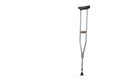 Single metal crutch on a white background. Space for text. Royalty Free Stock Photo