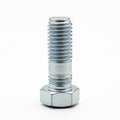 Single Metal Hex Bolt with Visible Threads on a White Background screw fastener Royalty Free Stock Photo