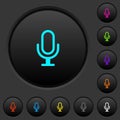Single microphone dark push buttons with color icons