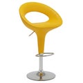 Yellow Modern Bar Stool with Adjustable Height and Chrome Base on White Background chair Royalty Free Stock Photo