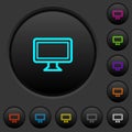Single monitor dark push buttons with color icons Royalty Free Stock Photo