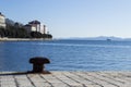 Single mooring on the seaside pavement of the Sea Organ in Zadar Croatia