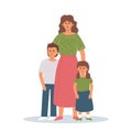 A single mother with her children are standing in an embrace. Royalty Free Stock Photo