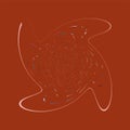 Single mottled, multi-color and colorful spiral, swirl, twirl element. Twisted cyclic, circular and radial, radiating whorl,