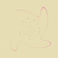Single mottled, multi-color and colorful spiral, swirl, twirl element. Twisted cyclic, circular and radial, radiating whorl,